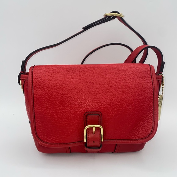 Coach Handbags - COACH Hadley Leather Field Bag Red Crossbody Buckle Flap Purse F31664